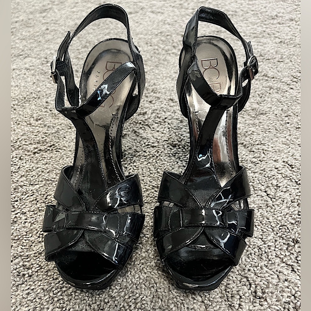 BCBGMAXAZRIA Black Leather Strappy Heels 🖤